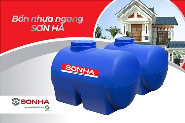 Bồn nước nhựa ngang Sơn Hà dùng cho những ngôi nhà có kết cấu 3 tầng trở lên